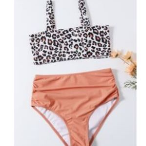 SHEIN leopard print high waisted bikini swimsuit NWOT